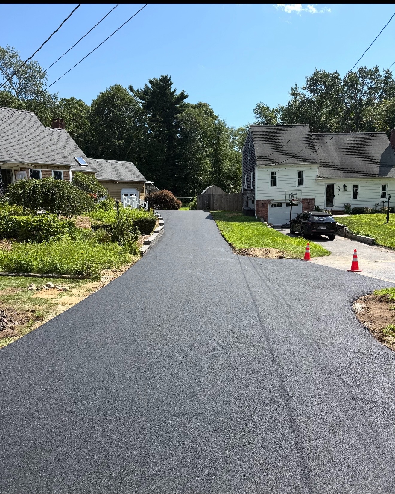 Fresh asphalt driveway