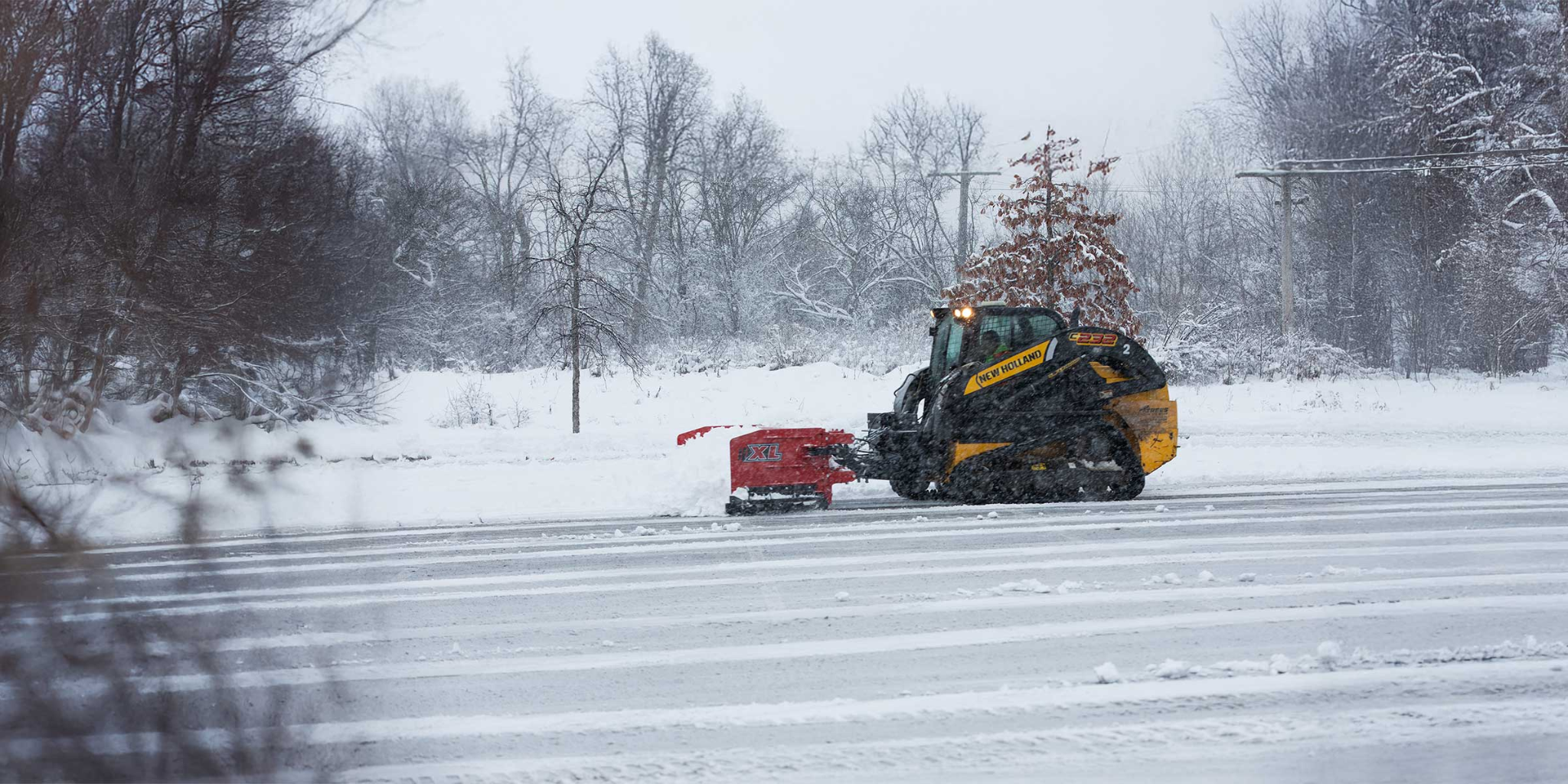 Snow and ice removal with snow plow